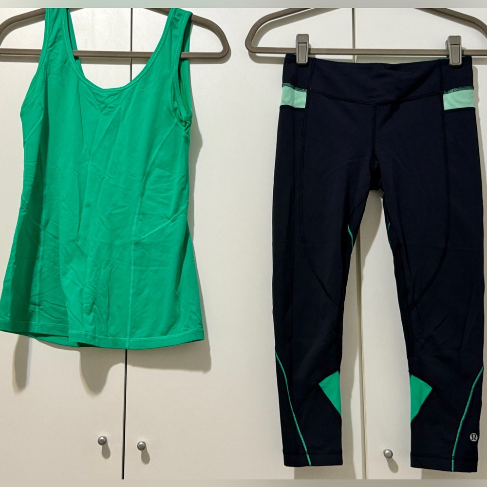 lululemon athletica Kelly Green and Black Athletic Set